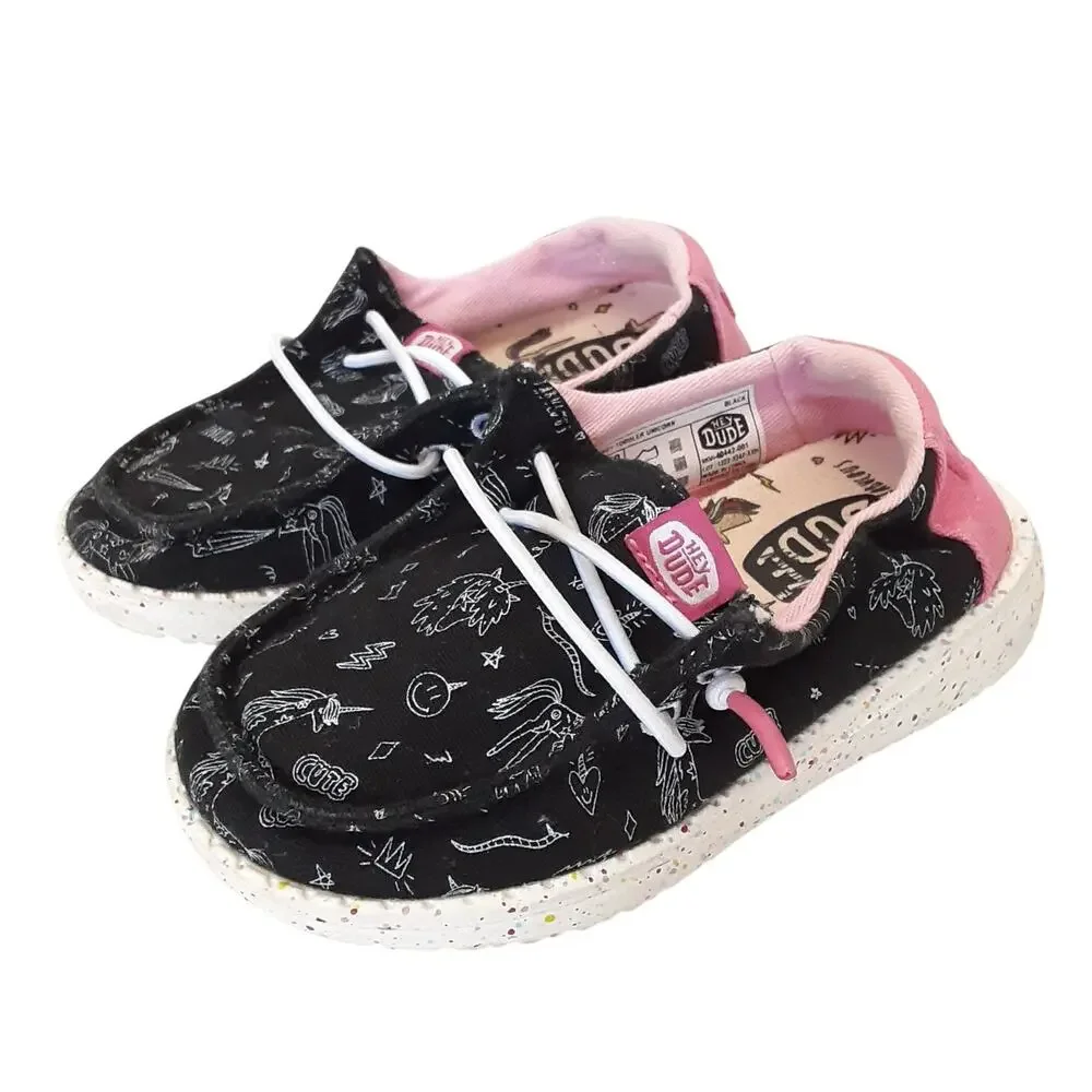Hey Dude Wendy Sox Slip On Shoes Toddler 8 Black Unicorn Whimsical Boat Shoes